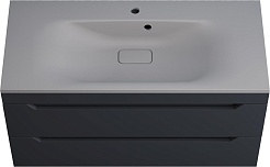 Style Line Тумба с кварцевой раковиной серый шелк Остин 100 подвесная графит – фотография-1